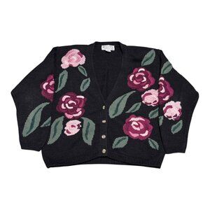Vintage Milano‎ Design Group Floral Rose Cardigan Sweater Women’s Medium